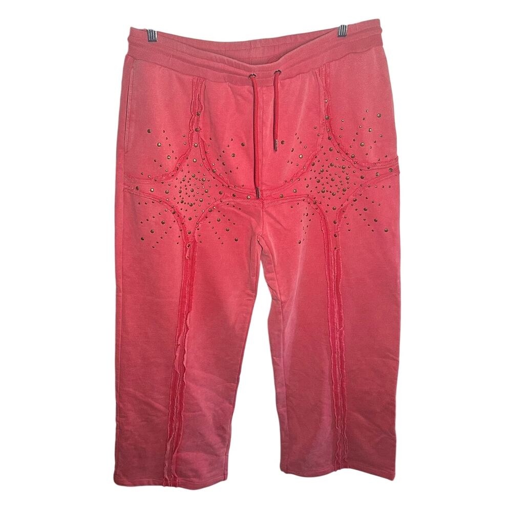 Sunwalker Men's Sun Red Sweatpants Drawstring Pockets 100% Cotton Size XXL